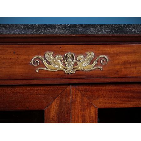 Französischer antiker Mahagoni Bücherschrank Vitrine ca 1810