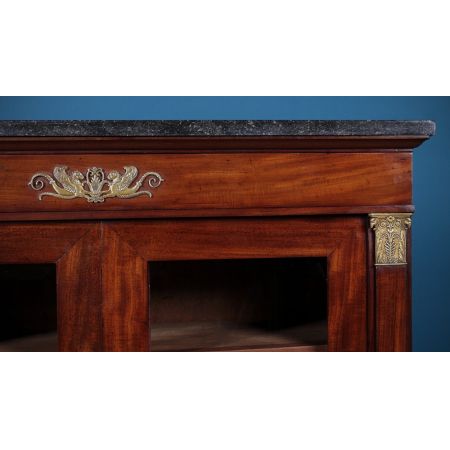 Französischer antiker Mahagoni Bücherschrank Vitrine ca 1810