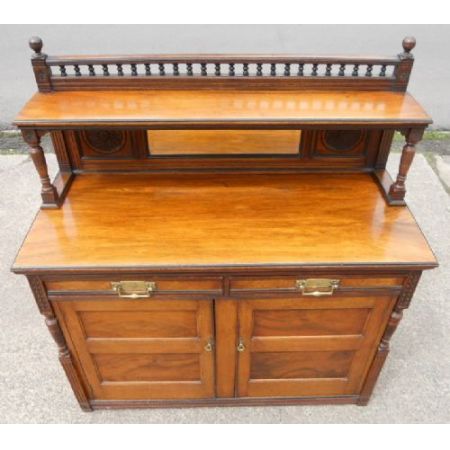 Antikes Art Nouveau Nussbaum Sideboard britisch ca 1890