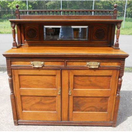 Antikes Art Nouveau Nussbaum Sideboard britisch ca 1890
