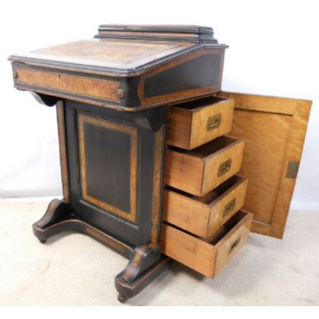 Viktorianischer antiker Davenport Schreibtisch Ebenholz englisch ca 1880