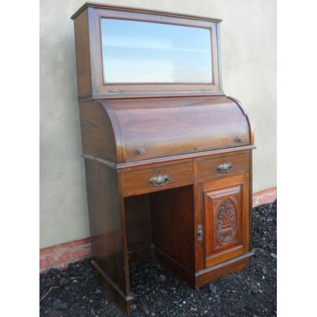 Viktorianischer antiker Mahagoni Sekretär Cylinder Desk englisch ca 1860