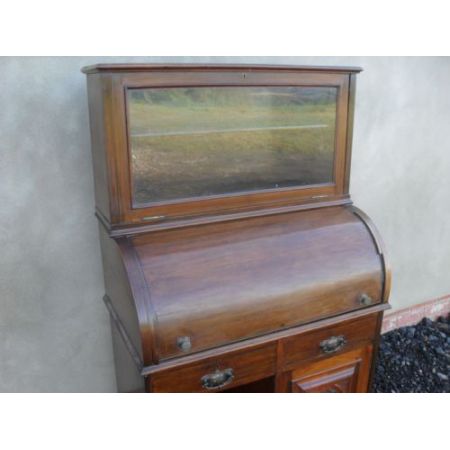Viktorianischer antiker Mahagoni Sekretär Cylinder Desk englisch ca 1860
