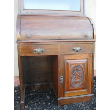 Viktorianischer antiker Mahagoni Sekretär Cylinder Desk englisch ca 1860