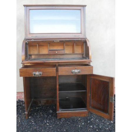 Viktorianischer antiker Mahagoni Sekretär Cylinder Desk englisch ca 1860