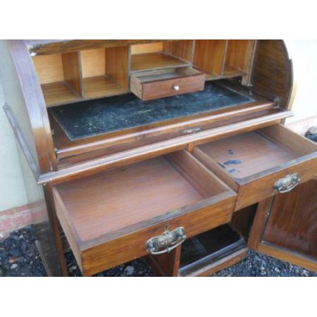 Viktorianischer antiker Mahagoni Sekretär Cylinder Desk englisch ca 1860
