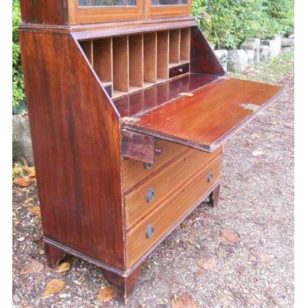 Edwardianisches antikes Bureau Bookcase Mahagoni britisch ca 1900