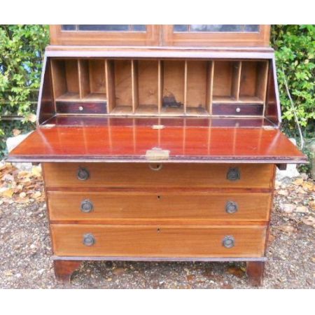 Edwardianisches antikes Bureau Bookcase Mahagoni britisch ca 1900