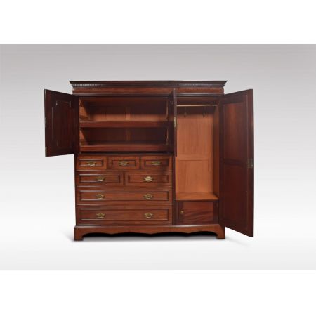 Antiker britischer Mahagoni Kleiderschrank ca 1900