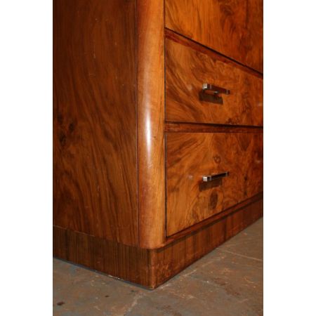 Antiker britischer Art Deco Kleiderschrank Nussbaum ca 1930