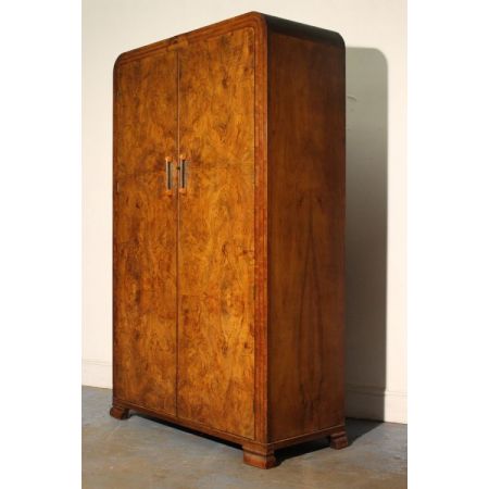 Antiker britischer Art Deco Kleiderschrank Nussbaum ca 1930