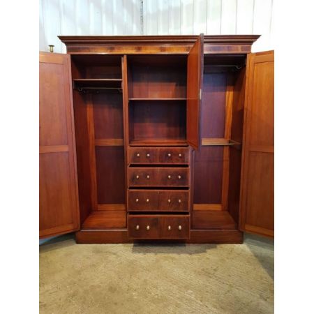 Edwardianischer antiker Mahagoni Kleiderschrank britisch ca 1900