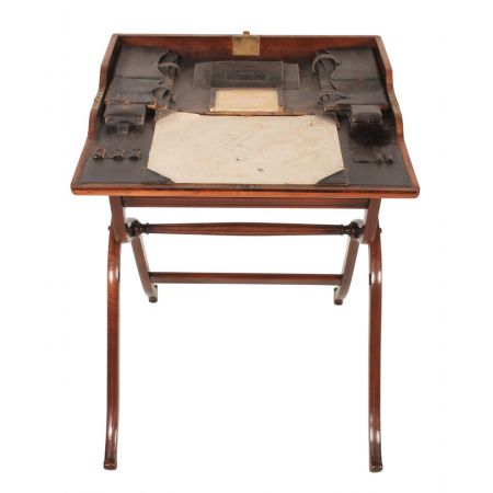 Antiker britischer Palisander Schreibtisch Militär Klapptisch ca 1850