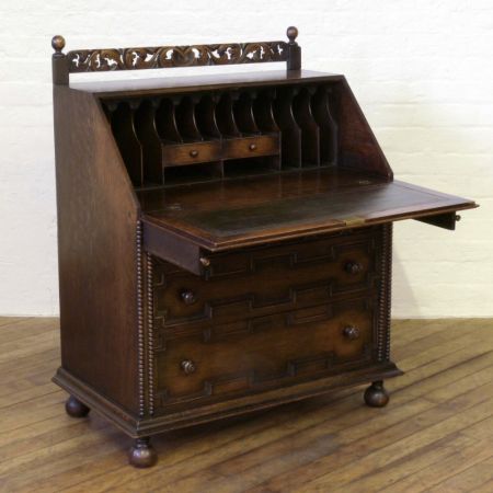 Edwardianischer antiker Eichen Sekretär englisch ca 1910