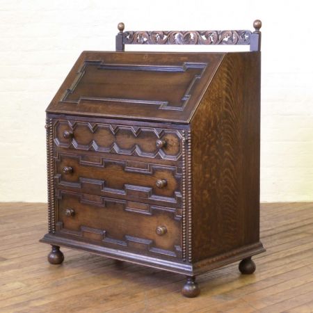 Edwardianischer antiker Eichen Sekretär englisch ca 1910