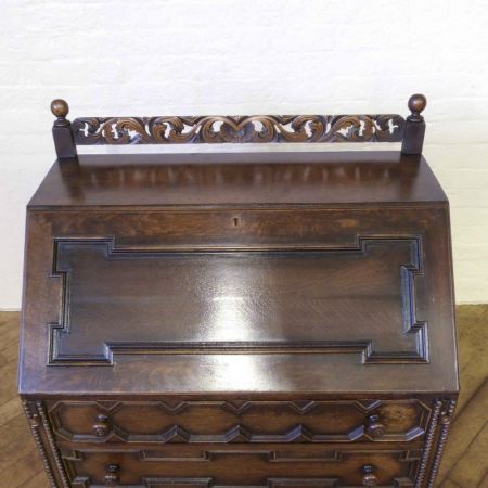 Edwardianischer antiker Eichen Sekretär englisch ca 1910