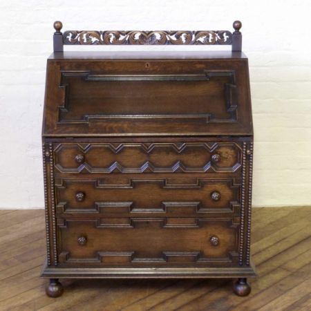 Edwardianischer antiker Eichen Sekretär englisch ca 1910