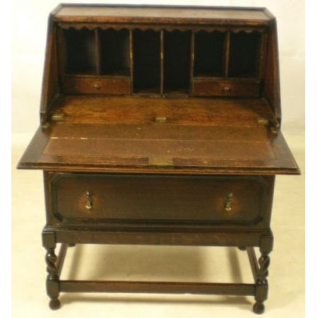 Edwardianischer antiker Eichen Sekretär britisch ca 1920