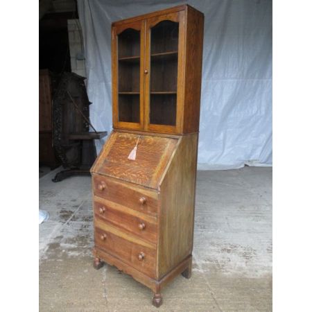 Edwardianisches antikes Eichen Bureau Bookcase britisch ca 1890