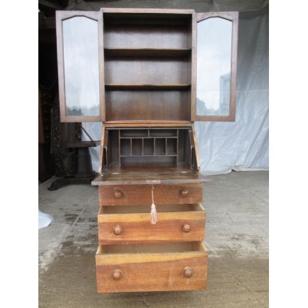 Edwardianisches antikes Eichen Bureau Bookcase britisch ca 1890