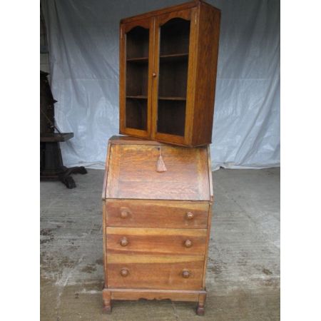 Edwardianisches antikes Eichen Bureau Bookcase britisch ca 1890