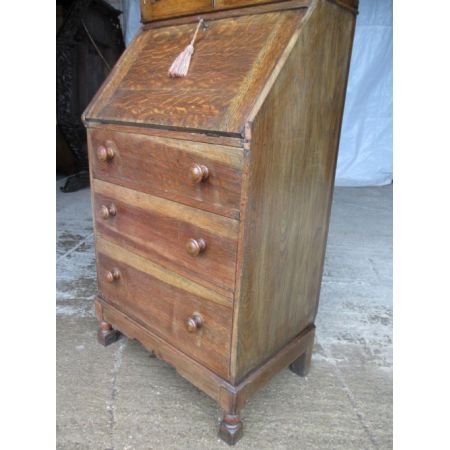 Edwardianisches antikes Eichen Bureau Bookcase britisch ca 1890