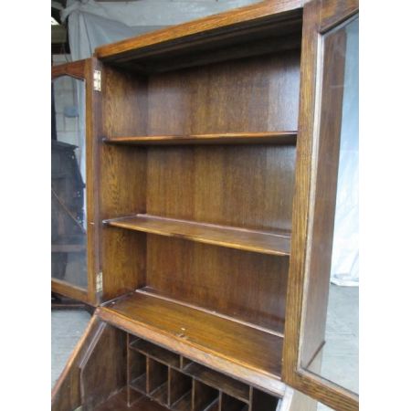 Edwardianisches antikes Eichen Bureau Bookcase britisch ca 1890