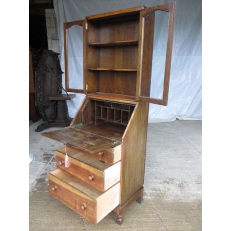 Edwardianisches antikes Eichen Bureau Bookcase britisch ca 1890