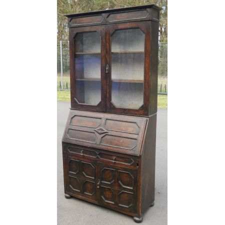 Antiker edwardianischer Eichen Bureau Bookcase britisch ca 1920