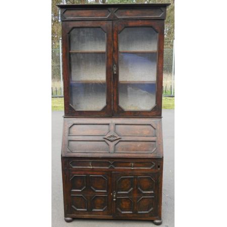 Antiker edwardianischer Eichen Bureau Bookcase britisch ca 1920