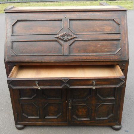 Antiker edwardianischer Eichen Bureau Bookcase britisch ca 1920