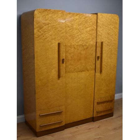 Antiker britischer Art Deco Kleiderschrank Mahagoni ca 1920