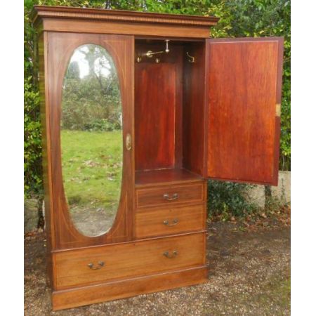 Edwardianischer britischer Mahagoni Kleiderschrank antik ca 1900