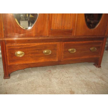Edwardianischer antiker Mahagoni Kleiderschrank britisch ca 1920