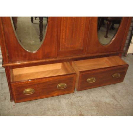 Edwardianischer antiker Mahagoni Kleiderschrank britisch ca 1920