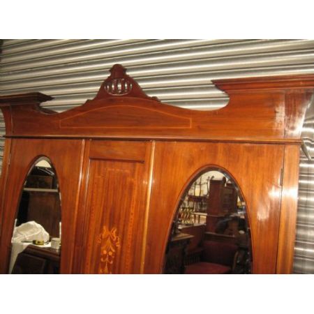 Edwardianischer antiker Mahagoni Kleiderschrank britisch ca 1920