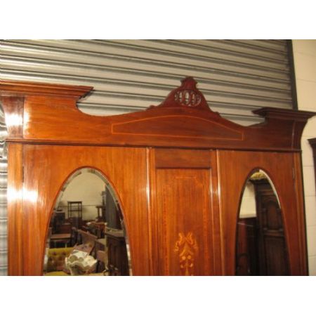 Edwardianischer antiker Mahagoni Kleiderschrank britisch ca 1920