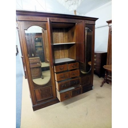 Edwardianischer antiker Mahagoni Kleiderschrank britisch ca 1890