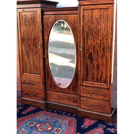 Georgianischer antiker Mahagoni Kleiderschrank englisch ca 1890