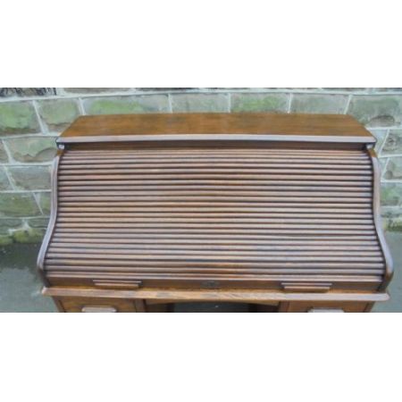 Antiker britischer Eichen Schreibtisch Rolltop ca 1900