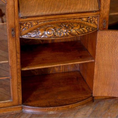 Antiker britischer Eichen Bücherschrank Sekretär Bureau Bookcase ca 1920