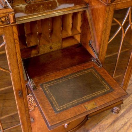 Antiker britischer Eichen Bücherschrank Sekretär Bureau Bookcase ca 1920