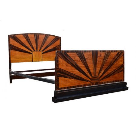Antikes britisches Art Deco Doppelbett Palisander ca 1930