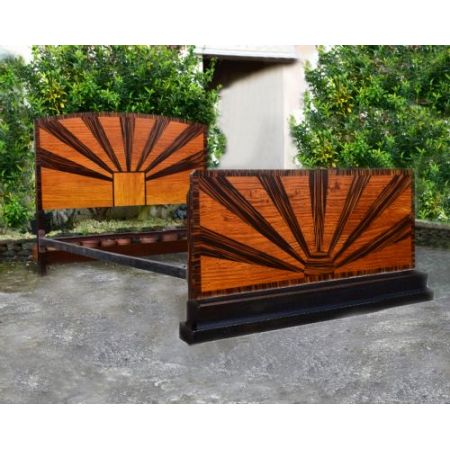 Antikes britisches Art Deco Doppelbett Palisander ca 1930