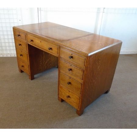 Antiker britischer Eichen Schreibtisch Maple & Co ca 1920