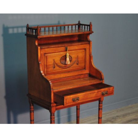 Edwardianischer antiker Arts & Crafts Sekretär Nussbaum britisch ca 1900