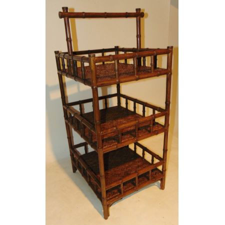 Edwardianisches britisches Bambus Regal Etagere antik ca 1920