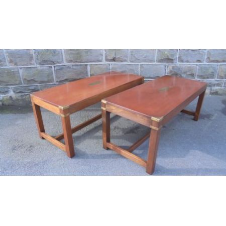 Antiker britischer Militär Kaffeetisch Mahagoni Sofatisch ca 1920