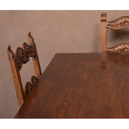 Edwardianischer antiker Eichen Esstisch Stühle englisch ca 1890