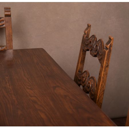 Edwardianischer antiker Eichen Esstisch Stühle englisch ca 1890